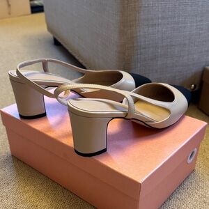 Elegant Beige and Black Women's Heels